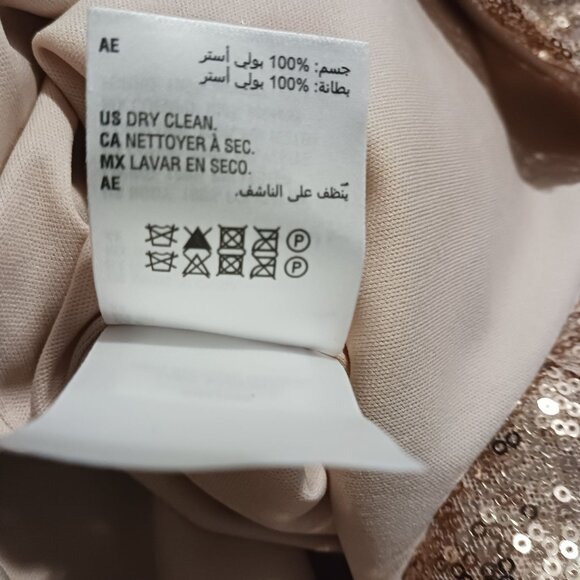 NEW Bar III Rose Gold Metallic Sequin‎ Mini Slip Dress Spaghetti Straps Size S - Picture 7 of 11